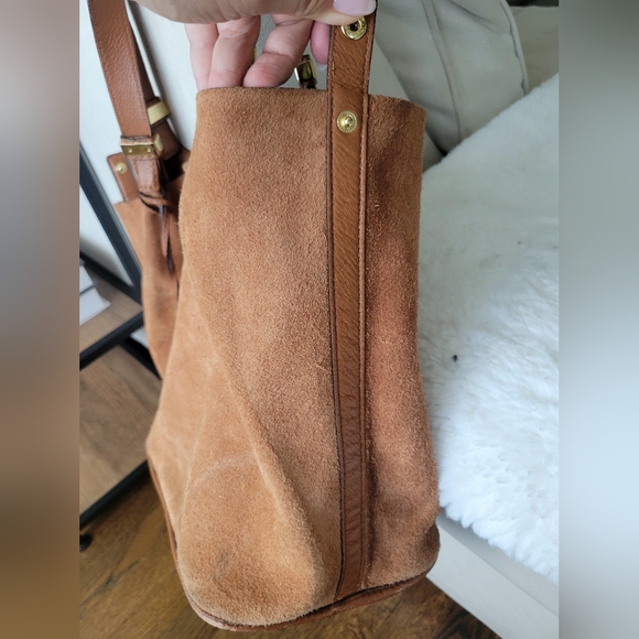 🌿 Michael Kors Cognac Reversible Pebble Leather/suade bag with pouch - Picture 7 of 15